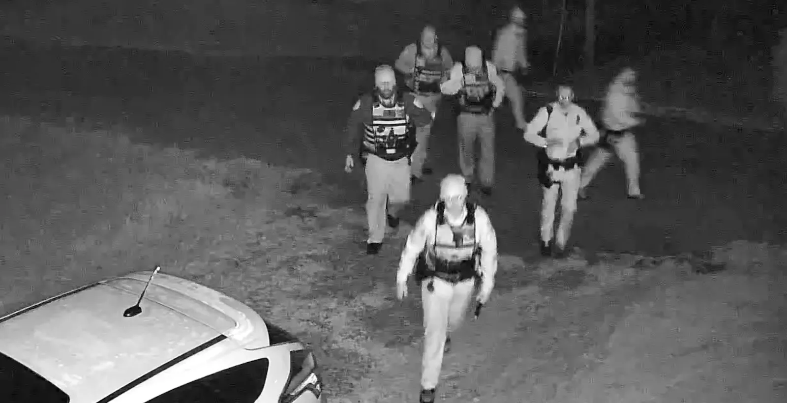 Screenshot of Kingsport, Tennessee, police officers approaching the home of Joshua Gibbons during a pre-dawn raid.
