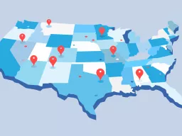 Pin map of the United state of America