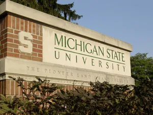 Michigan State University Sign at the Bogue Street Entrance on a August Summer day