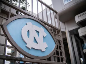 University of North Carolina logo on a gate