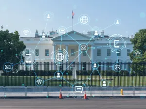 The White House on sunny day media hologram concept of networking (Shutterstock.com)
