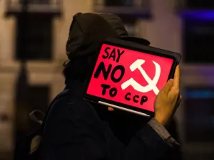 A protester on the streets of London in October 2022.