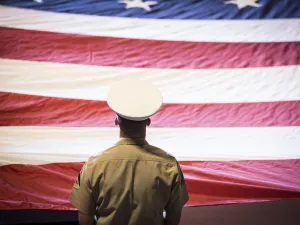 Marine and U.S. flag