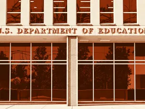 Front view of the Lyndon Baines Johnson (LBJ) Department of Education Building, the Education Department (ED) headquarters in Washington, DC. (Image via Shutterstock.com)