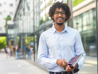 College student at an urban city campus