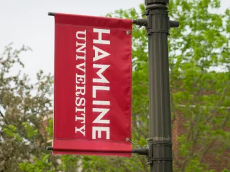 Campus banner at Hamline University