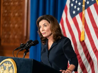 Kathy Hochul at the New York State Capitol Building