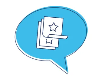 Speech bubble with papers inside