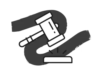 Illustration of a gavel, indicating due process
