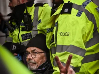 Oct. 4, 2025 – Thousands of activists defy the Palestine Action ban in Trafalgar Square, London.