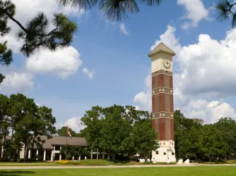Bell tower at Pensacola State College campus in Florida.