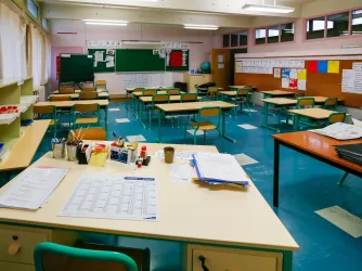Empty old classroom without teacher or students (Image via Shutterstock.com)