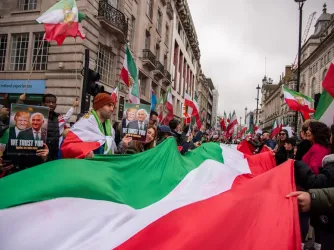 London protest in support of regime change in Iran, March 7, 2026.