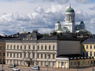 Helsinki Cathedral rising above the Finnish Supreme Court.