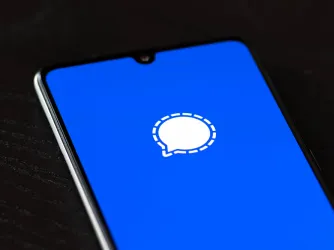 Signal app logo on an iPhone