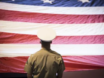Marine and U.S. flag