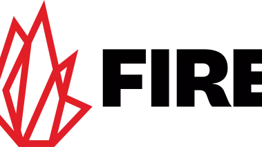 FIRE logo in all capital black letters against a white background