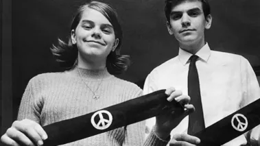 Mary Beth and John Tinker display their black armbands in 1968 promoting freedom of speech in high school.