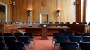 A United States Senate committee hearing room in Washington, D.C. 