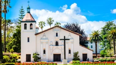 The university's student chapel, Mission Santa Clara de Asis.