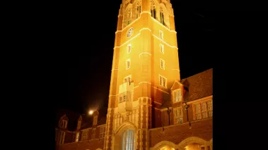 The tower of the administration building at John Carroll University.