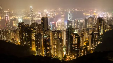 Hong Kong skyline.