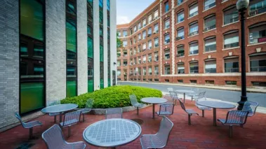 Empty chairs at Northeastern University in Boston