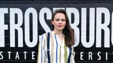 Cassie Conklin on campus of Frostburg State University in Frostburg Maryland