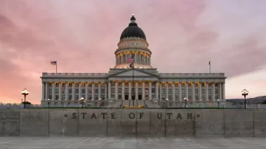 Sunset at the Utah State Capitol building on Capitol Hill in Salt Lake City