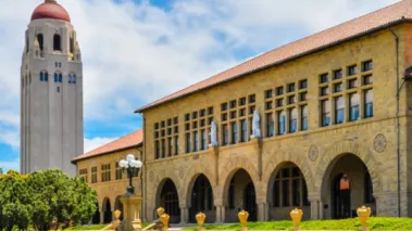 Stanford University Hoover Tower. Completed in 1941, the 50th year of Stanford University's anniversary, the tower was inspired by the cathedral tower in Salamanca, Spain.