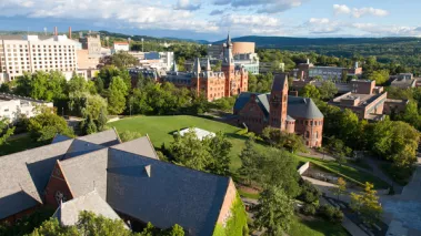 Aerial photo of Cornell University campus and central green