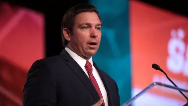Governor-elect Ron DeSantis speaking with attendees at the 2018 Student Action Summit hosted by Turning Point USA at the Palm Beach County Convention Center in West Palm Beach, Florida.