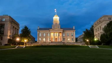 The old state capitol building in Iowa City, now part of the University of Iowa.
