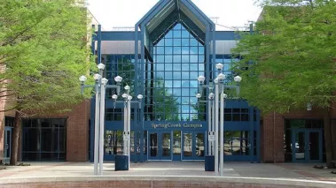 Collin County Community College. Spring Creek campus entrance in Plano, Texas.