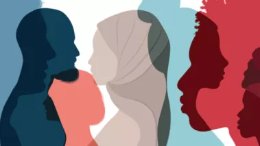 Silhouette profile group of men and women of diverse culture