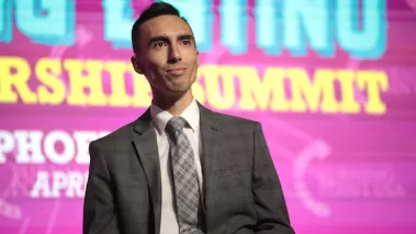 Joe Basrawi speaking with attendees at the 2021 Young Latino Leadership Summit hosted by Turning Point USA at the Arizona Biltmore in Phoenix, Arizona.