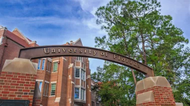 Entrance sign at the University of Florida in Gainesville Florida.