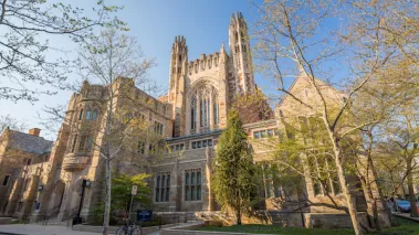Yale university buildings in spring blue sky in New Haven