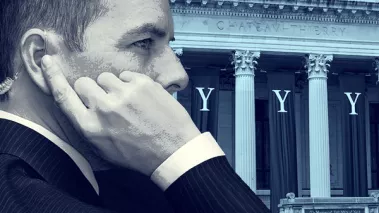 Secret agent superimposed on Yale's campus