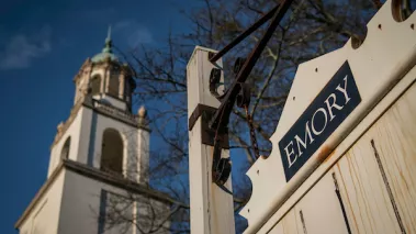 Emory University logo at the Glenn Memorial United Methodist Church