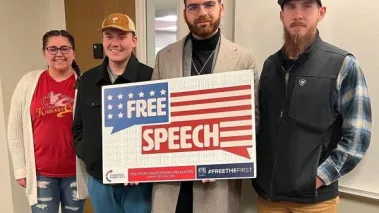 Members of Drake University's chapter of Turning Point USA.