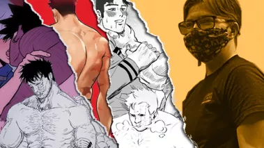 Photo of Ash Mikkelson and examples of hentai-like art.