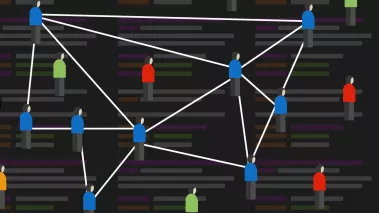 Graphic of group of people connected by string