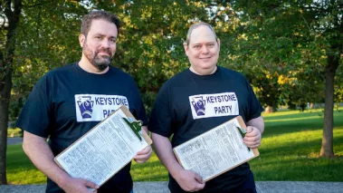 Keystone Party board member Kevin Gaughen and first-time political candidate Dave Kocur