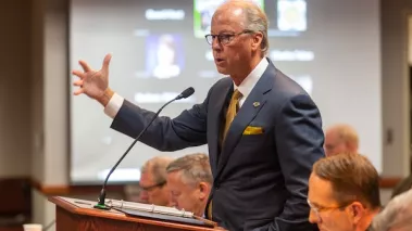 Emporia State University President Ken Hush defends plans to restructure operations