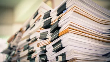 Stack of paper files