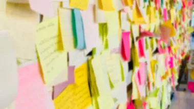 Wall covered in post-it notes