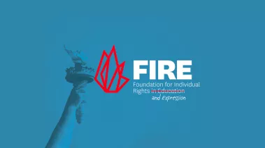 New FIRE logo with large margins with "Education" crossed out and "Expression" written in.