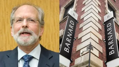 Professor Jonathan Rieder (left) and the Barnard liberal arts college in New York City