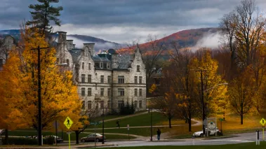 Morgan Hall in the fall at Williams College